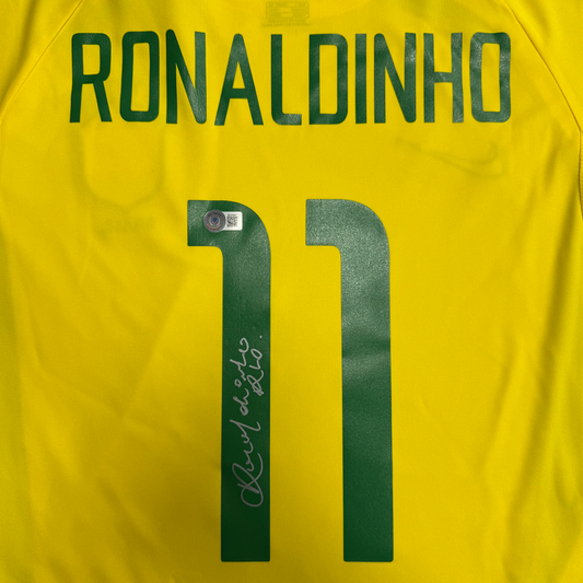 Ronaldinho Signed Brazil Jersey #11 - Beckett COA