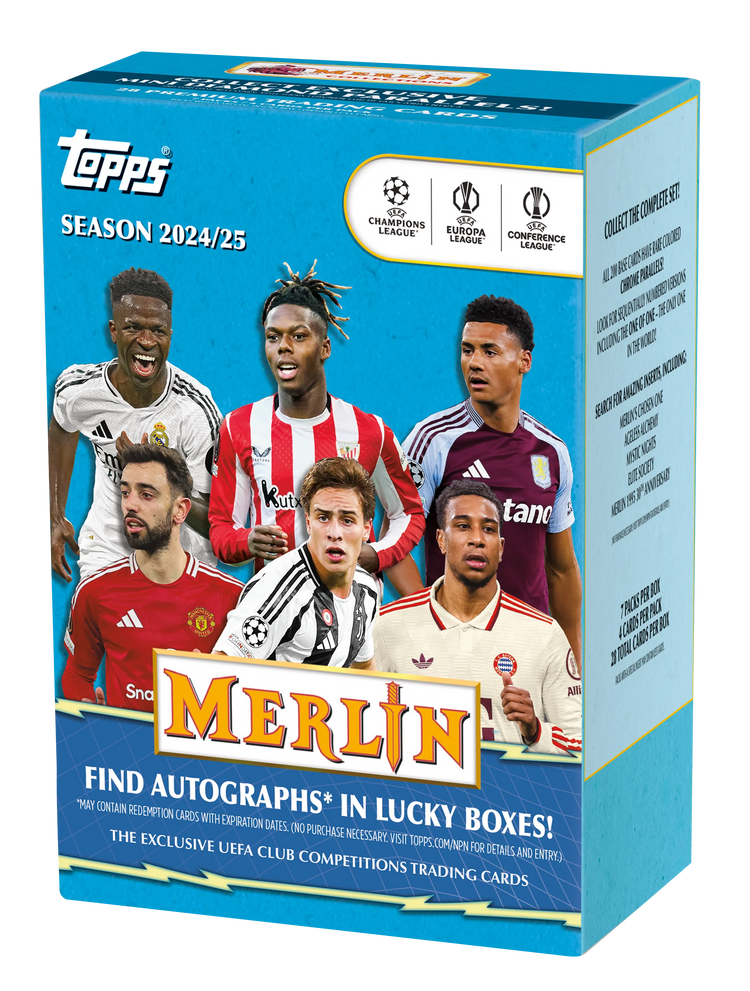 Pre Order - 2024-25 Topps UEFA Club Competitions Merlin Chrome Soccer Value Box