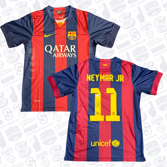 NEYMAR JR SIGNED FC BARCELONA HOME SOCCER JERSEY