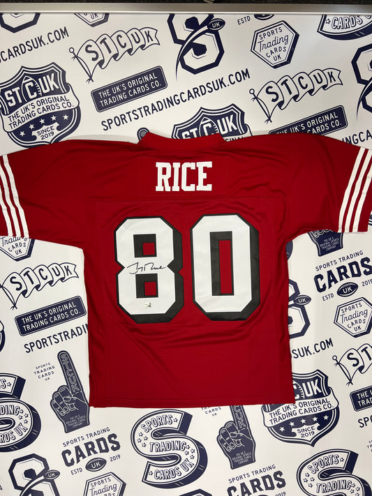 Jerry Rice San Francisco 49ers Autographed Mitchell and Ness Red Replica Jersey