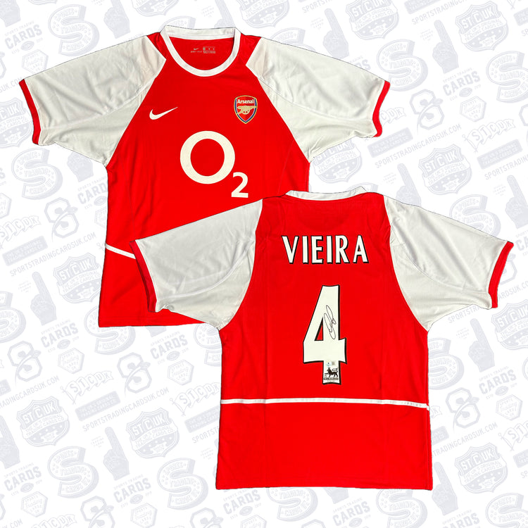 PATRICK VIEIRA SIGNED 2002 ARSENAL HOME SOCCER JERSEY #4 – BECKETT COA - Sports Trading Cards UK