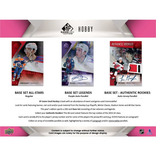 2023/24 Upper Deck SP Game Used Hockey Hobby Box