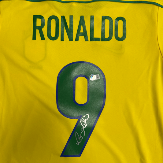 Ronaldo Nazario Signed Brazil Jersey #9 - Beckett COA