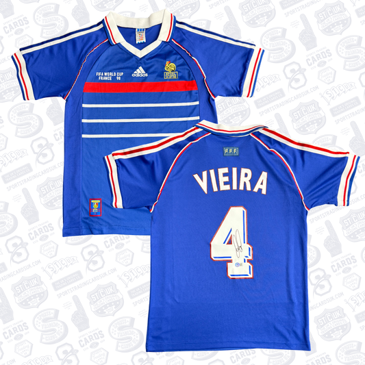 Patrick Vieira #4 France 1998 Home Signed Jersey