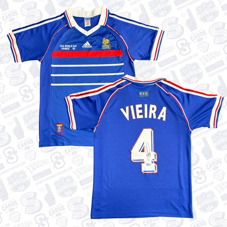 Patrick Vieira #4 France 1998 Home Signed Jersey
