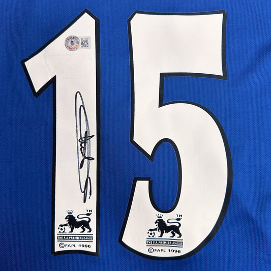 DIDIER DROGBA SIGNED UMBRO BLUE CHELSEA HOME JERSEY #15