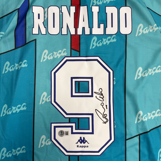 Ronaldo Nazario #9 Barcelona 96/97 Away Signed Jersey