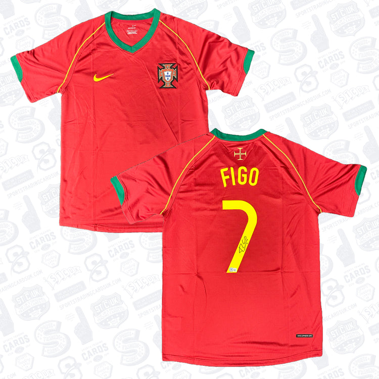 Luis Figo Signed Portugal National Team Home Soccer Jersey #7 - Beckett COA