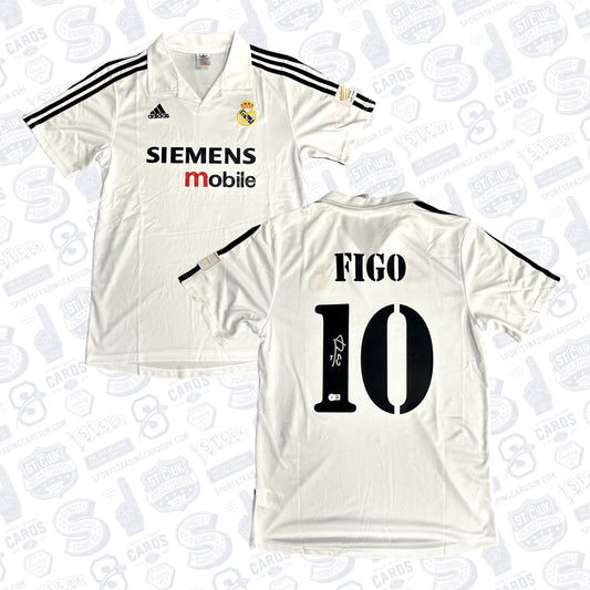 LUIS FIGO SIGNED 2001 REAL MADRID HOME SOCCER JERSEY #10