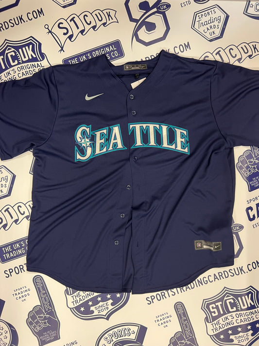 Framed Julio Rodriguez Seattle Mariners Autographed Navy Nike Replica Jersey