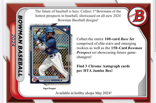 Pre Order - 2024 Bowman Baseball HTA Choice Box