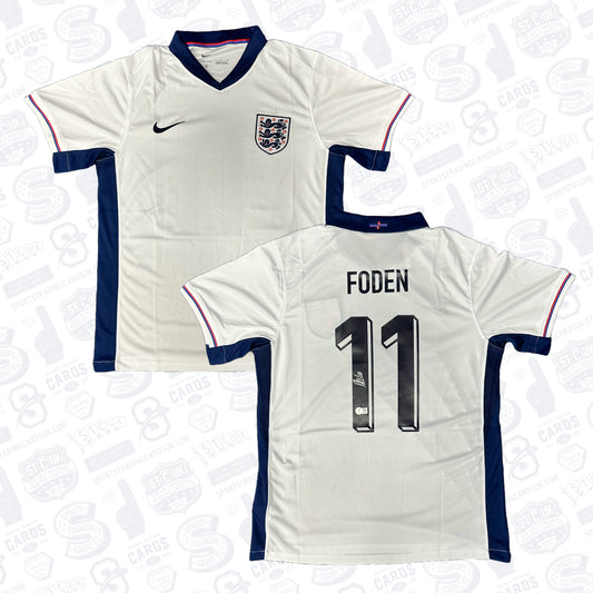 Phil Foden Signed England National Team Home Soccer Jersey #11 - Beckett COA