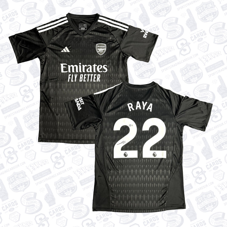 DAVID RAYA SIGNED ARSENAL AWAY BLACK ADIDAS SOCCER JERSEY #22