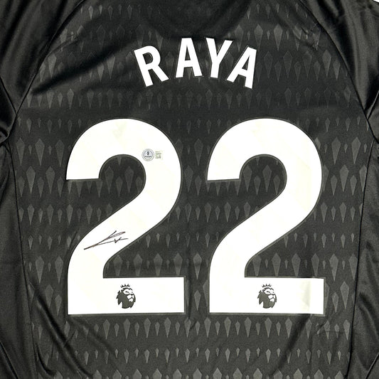 DAVID RAYA SIGNED ARSENAL AWAY BLACK ADIDAS SOCCER JERSEY #22