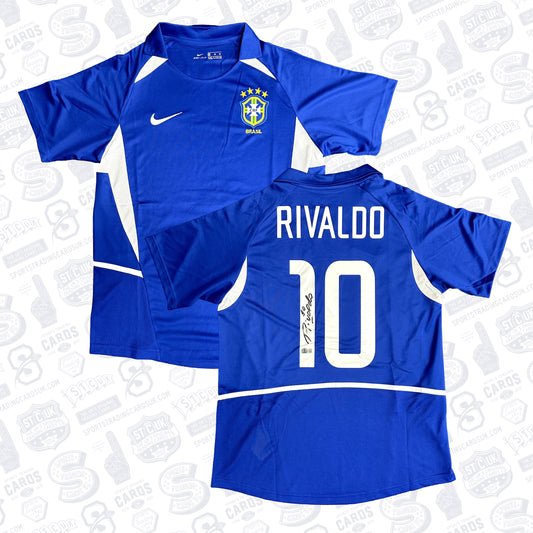 RIVALDO SIGNED BRAZIL AWAY SOCCER JERSEY #10