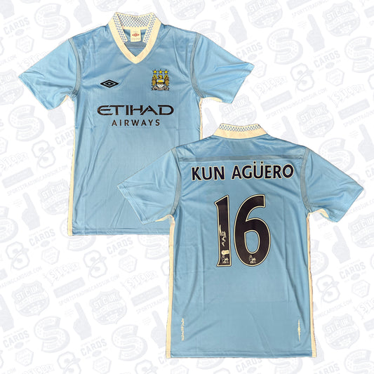 Sergio Aguero Signed Manchester City Blue Home Soccer Jersey #16 – Beckett COA