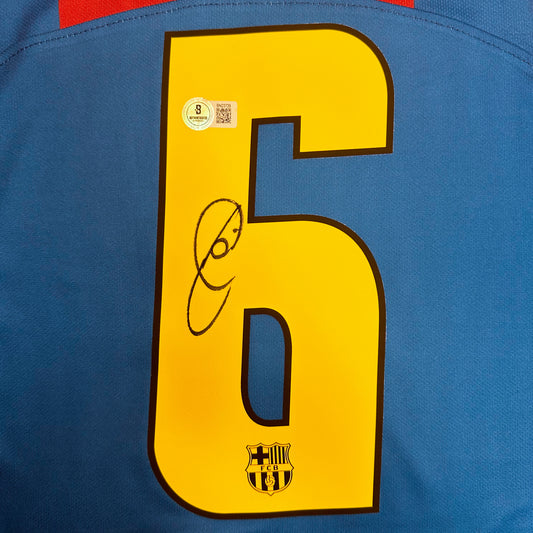 XAVI HERNANDEZ SIGNED BARCELONA HOME JERSEY #6