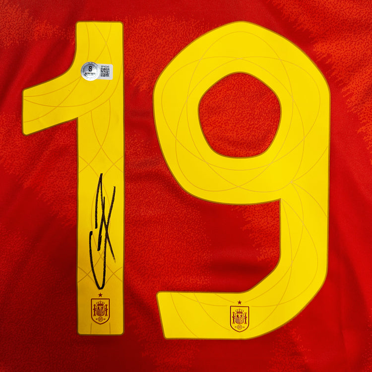 LAMINE YAMAL SIGNED SPAIN NATIONAL HOME SOCCER JERSEY #19