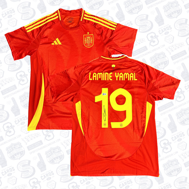 LAMINE YAMAL SIGNED SPAIN NATIONAL HOME SOCCER JERSEY #19