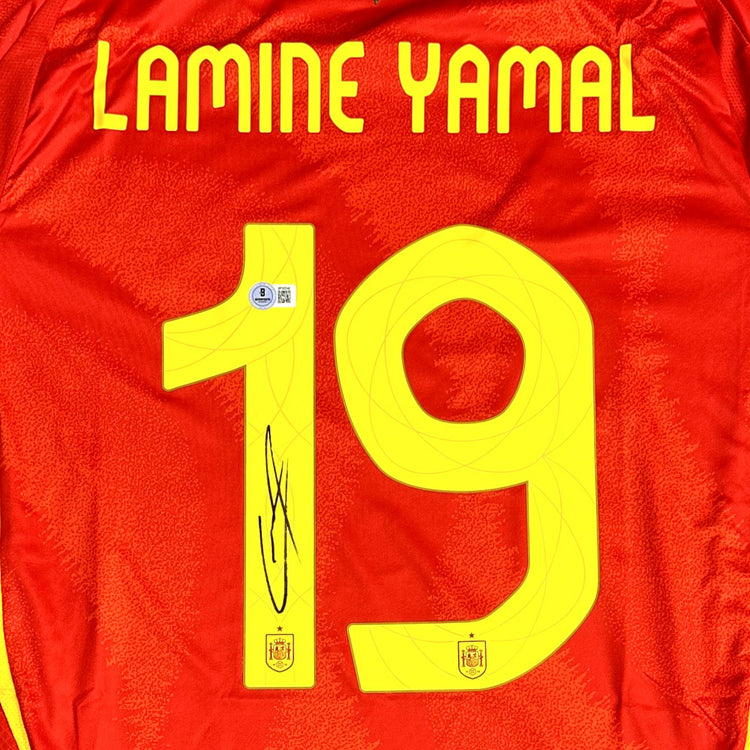 LAMINE YAMAL SIGNED SPAIN NATIONAL HOME SOCCER JERSEY #19