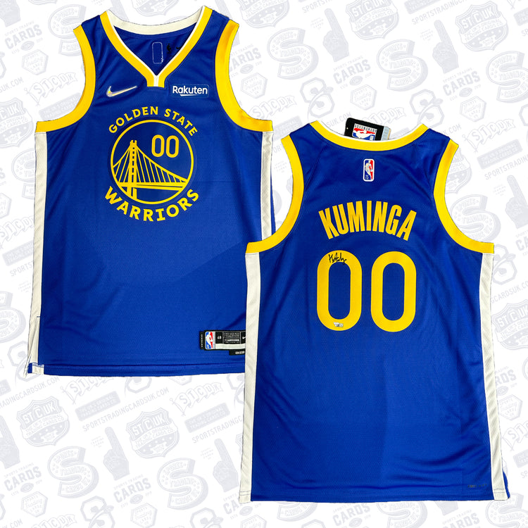 Jonathan Kuminga Golden State Warriors Autographed Nike 2021 - 22 Blue Icon Swingman Jersey with Diamond Swoosh and Sponsor Patch