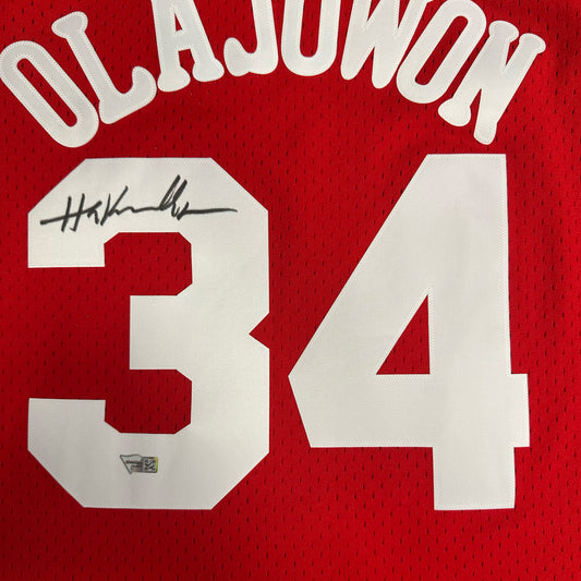 Hakeem Olajuwon Houston Rockets Autographed Mitchell & Ness Red 1993 - 94 Swingman Jersey