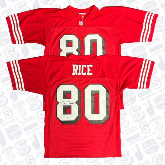 Jerry Rice San Francisco 49ers Autographed Mitchell and Ness Red Replica Jersey