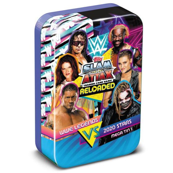 WWE Slam Attax Reloaded 2020 - Legends vs 2020 Stars, Mega Tin 1 with the Rock Limited Edition card!