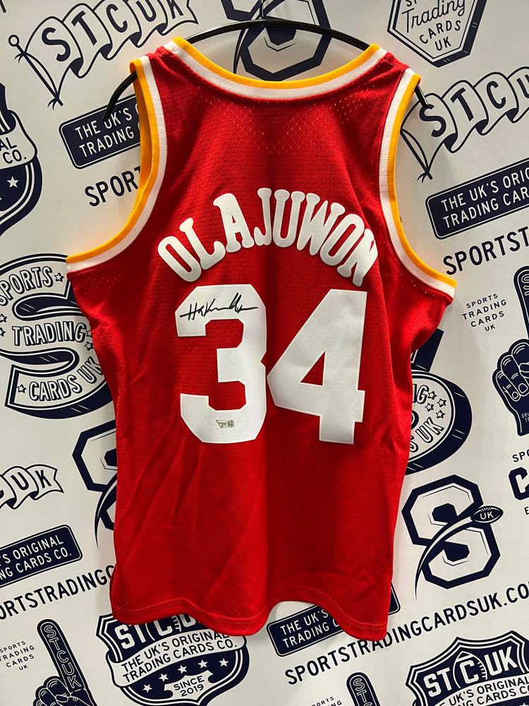Hakeem Olajuwon Houston Rockets Autographed Mitchell & Ness Red 1993 - 94 Swingman Jersey