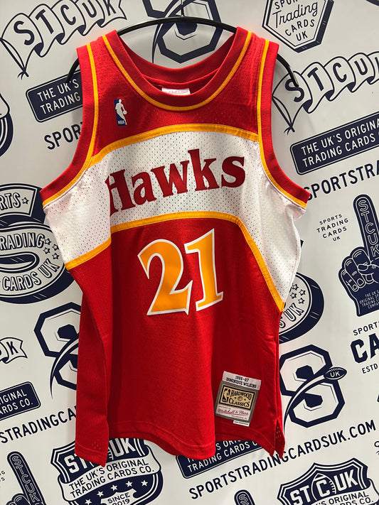 Dominique Wilkins Atlanta Hawks Autographed Mitchell & Ness 1986 Red Replica Jersey with "HOF 06" Inscription