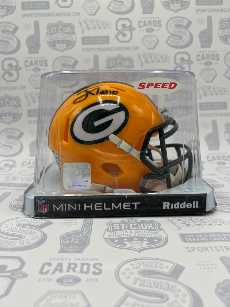 Jordan Love Green Bay Packers Autographed Riddell Speed Mini Helmet